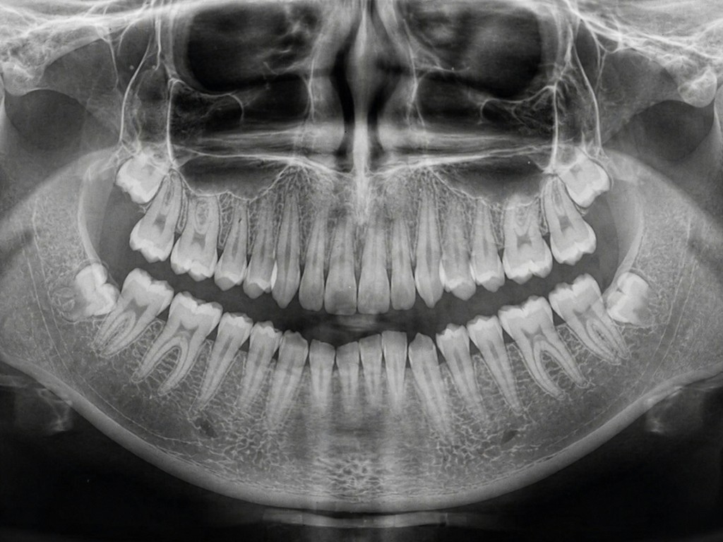 Panoramic dental radiograph taken at the clinic.